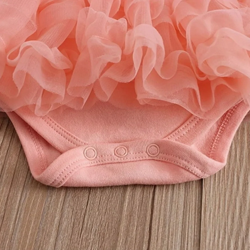 First Birthday Coral Romper Tutu Dress Cake Smash Girls Jumper & Headband Set